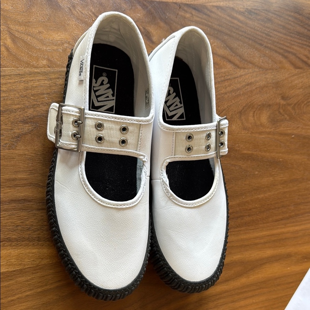 Vans White and Black grunge Shoes with Mary Jane Style